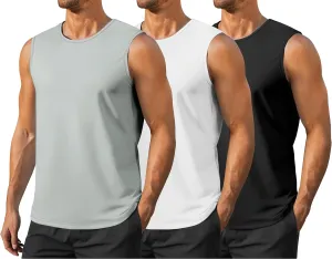 Men's Gym Tank Top Quick Dry 3 Pack Sleeveless Muscle Shirts Sun Protection UPF50  Running Workout Tank Tops