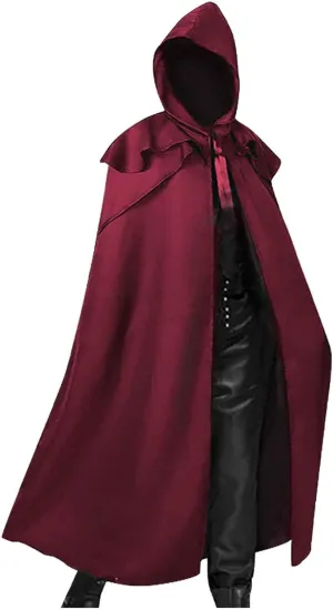 Men's Halloween Hooded Cloak Full Length Cape Costume Fashion Casual Party Stage Retro Gothic Solid Cosplay Tops