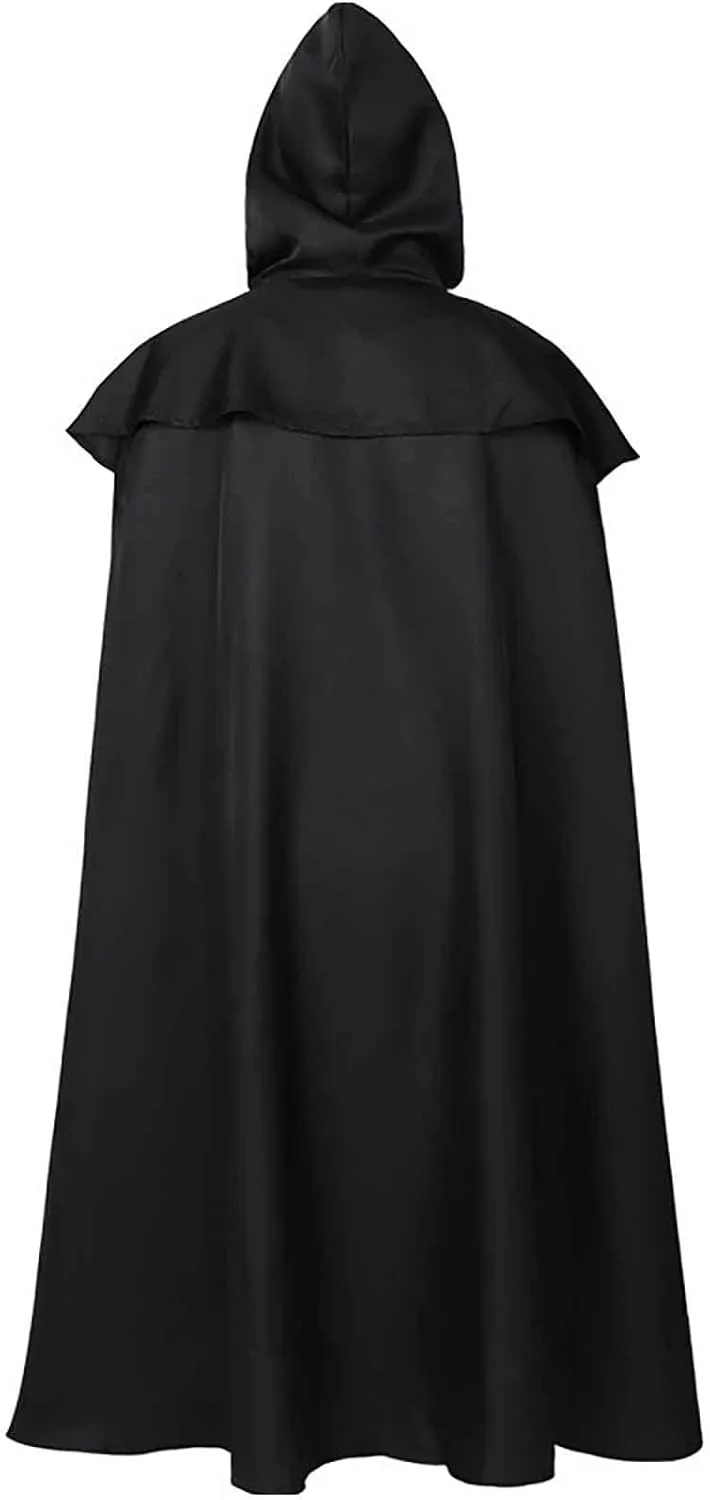 Men's Halloween Hooded Cloak Full Length Cape Costume Fashion Casual Party Stage Retro Gothic Solid Cosplay Tops