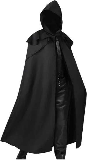 Men's Halloween Hooded Cloak Full Length Cape Costume Fashion Casual Party Stage Retro Gothic Solid Cosplay Tops