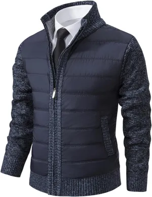 Men's Jacket Zipper Cardigan Collar Velvet Padded Coat Cotton-Padded Sweater Autumn Winter