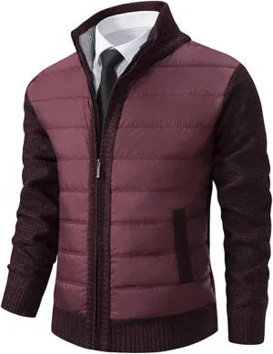 Men's Jacket Zipper Cardigan Collar Velvet Padded Coat Cotton-Padded Sweater Autumn Winter