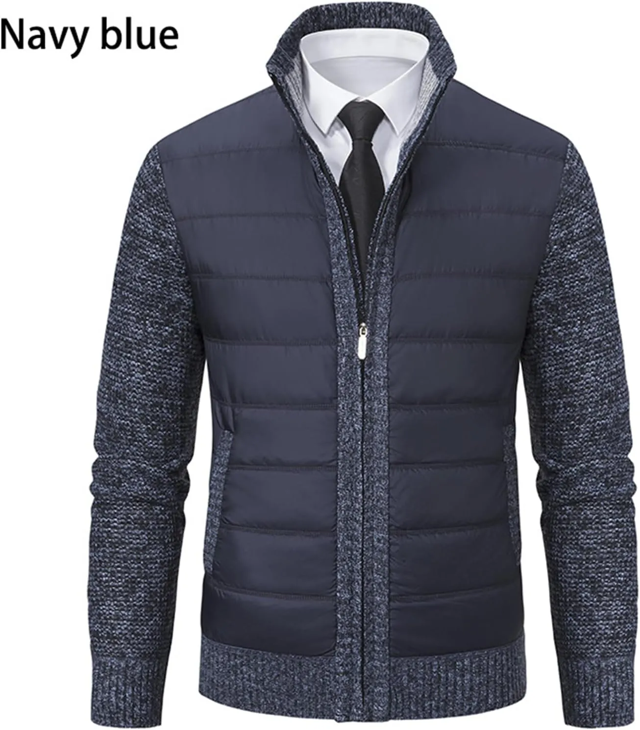 Men's Jacket Zipper Cardigan Collar Velvet Padded Coat Cotton-Padded Sweater Autumn Winter