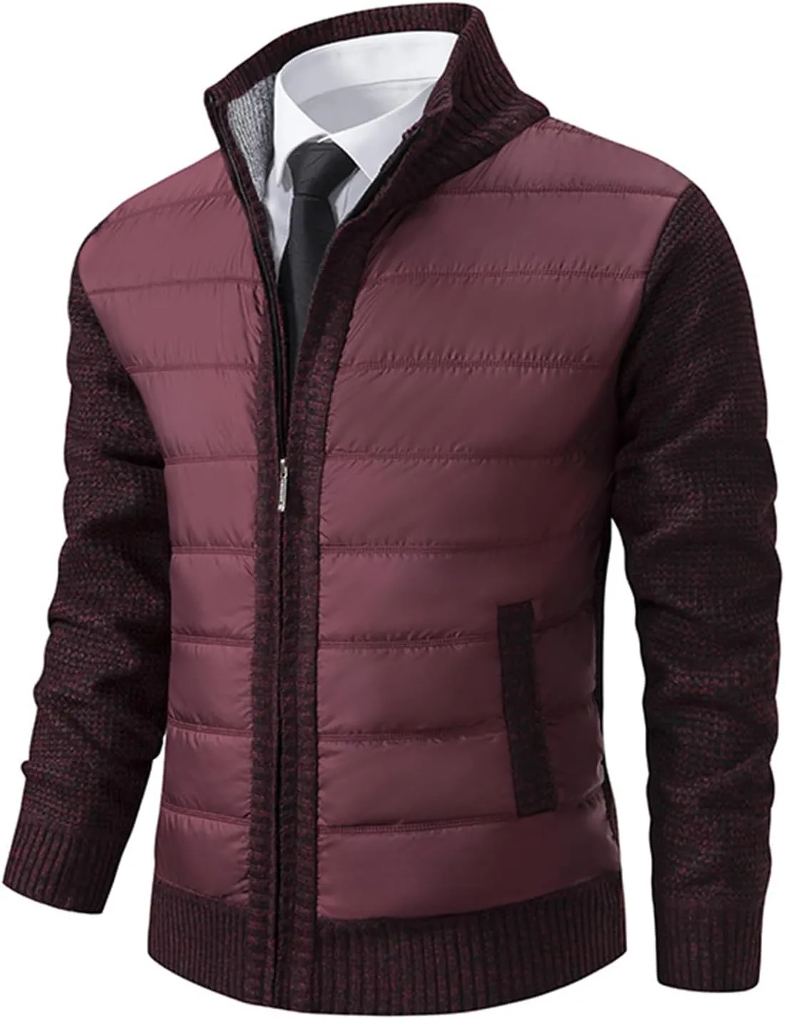 Men's Jacket Zipper Cardigan Collar Velvet Padded Coat Cotton-Padded Sweater Autumn Winter