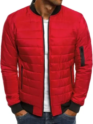 Men's Lightweight Jacket Arm Zipper Jacket with Pocket Winter Warm Plaid Cotton-Padded Coats Windproof Outdoor
