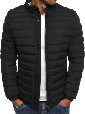 Men's Lightweight Puffer Jacket Full Zip Down Jacket Stand Collar Quilted Coat Packable Insulated Jacket Winter Coats