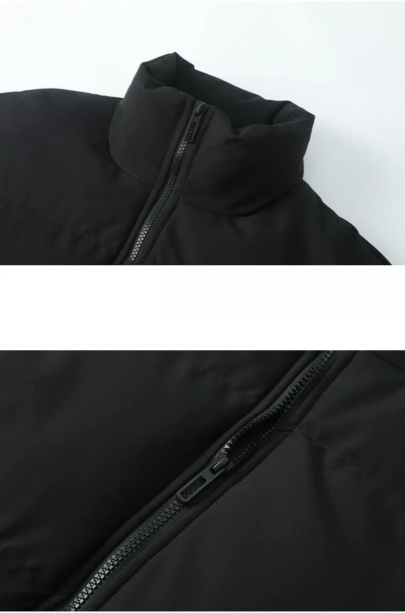 Men's Lightweight Puffer Jackets Fashion Casual Sports Collar Padded Coat Warm Solid Color Cotton-Padded Jacket