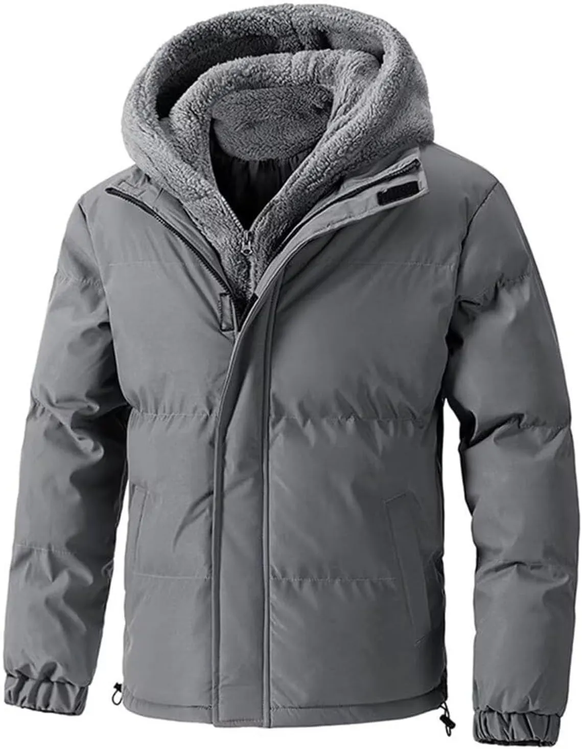 Men's Puffer Quilted Jacket Hooded Casual Thicken Coat Winter Warm Two-Piece Trend Cotton-Padded Coats Outdoor
