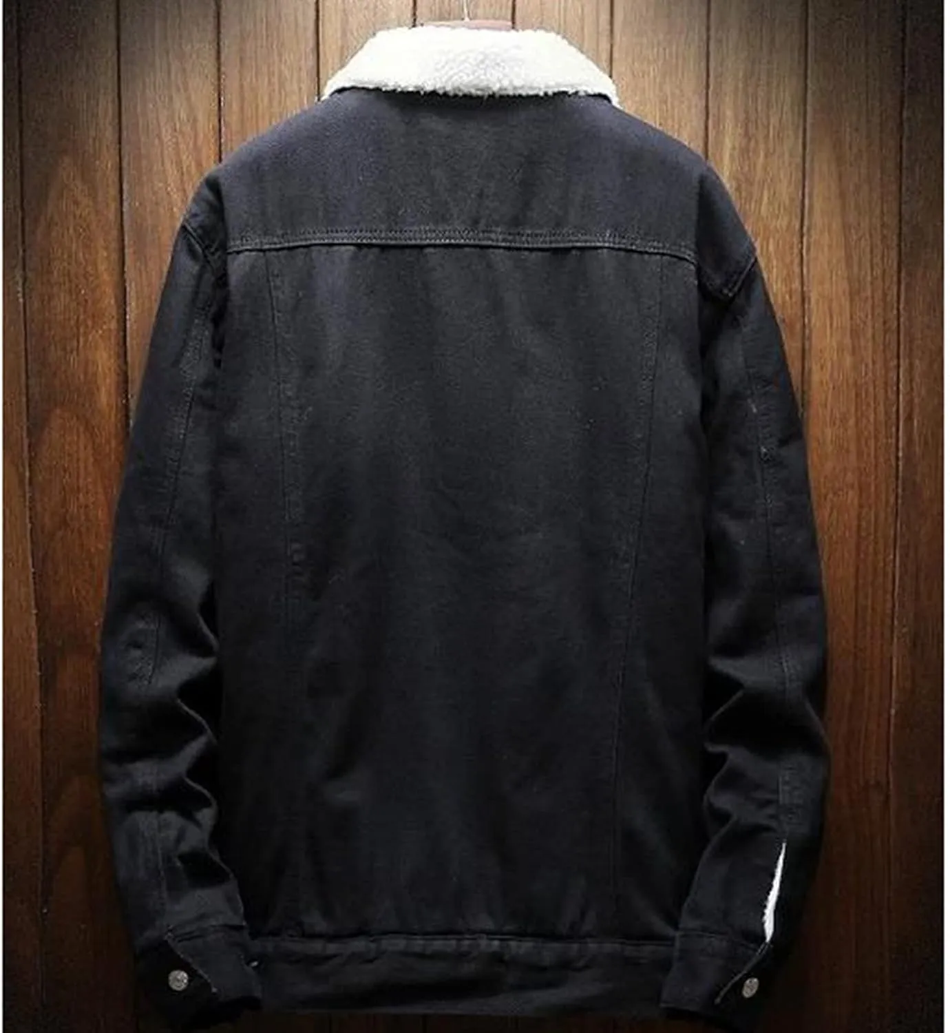 Men's Sherpa Fleece Lined Denim Jacket Warm Winter Trucker Jacket Cowboy Jean Jacket Thicken Faux Fur Jacket Coats
