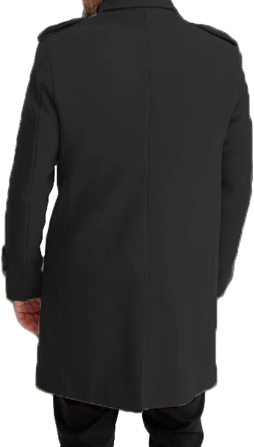 Mens Slim Fit Trench Coat Stand Collar Casual Single Breasted Pea Coats Fall Winter Overcoat for Men