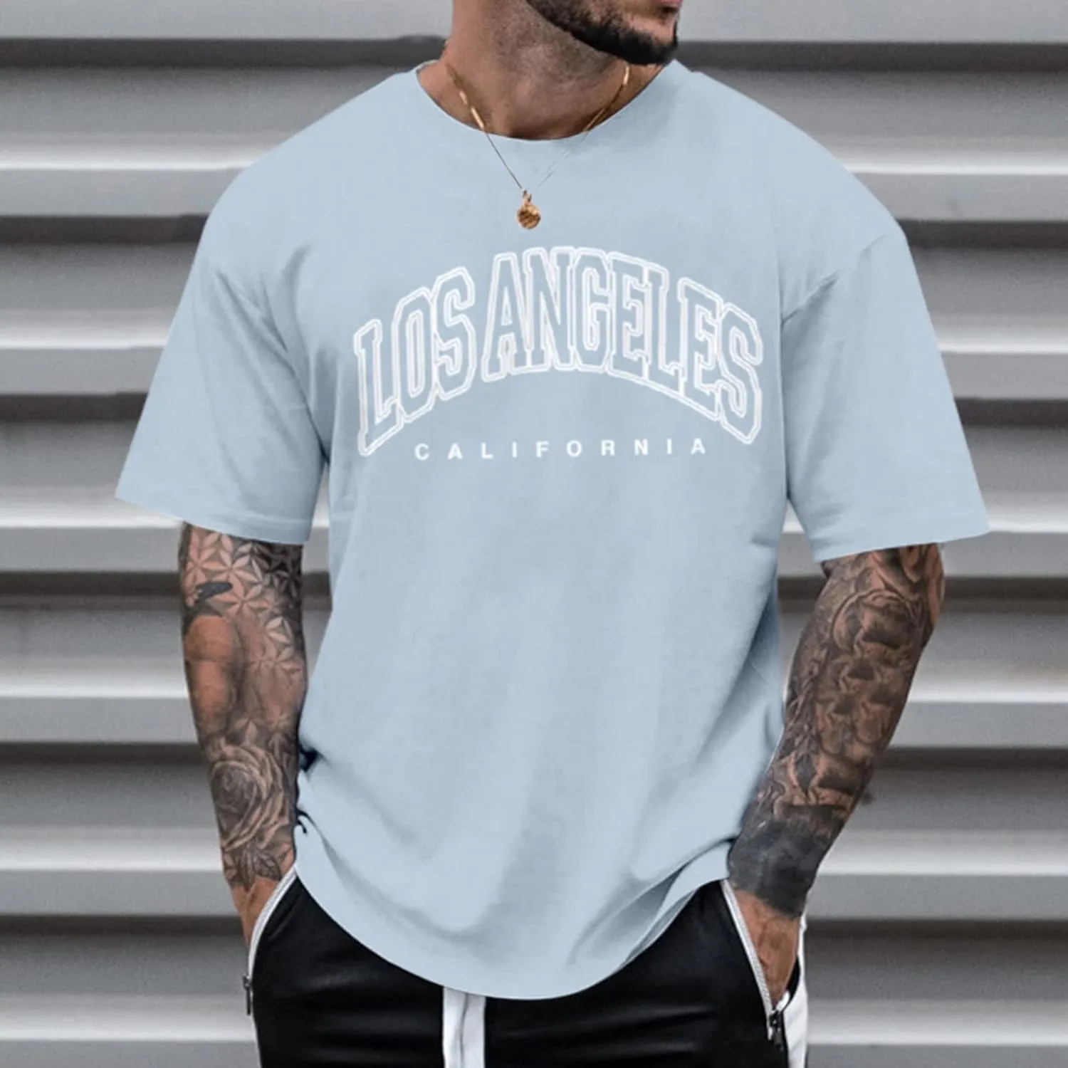 Men's T Shirt Printed Short Sleeve O Neck Outdoor Workout Regular Fit Tees True Comfort Fashion Tops