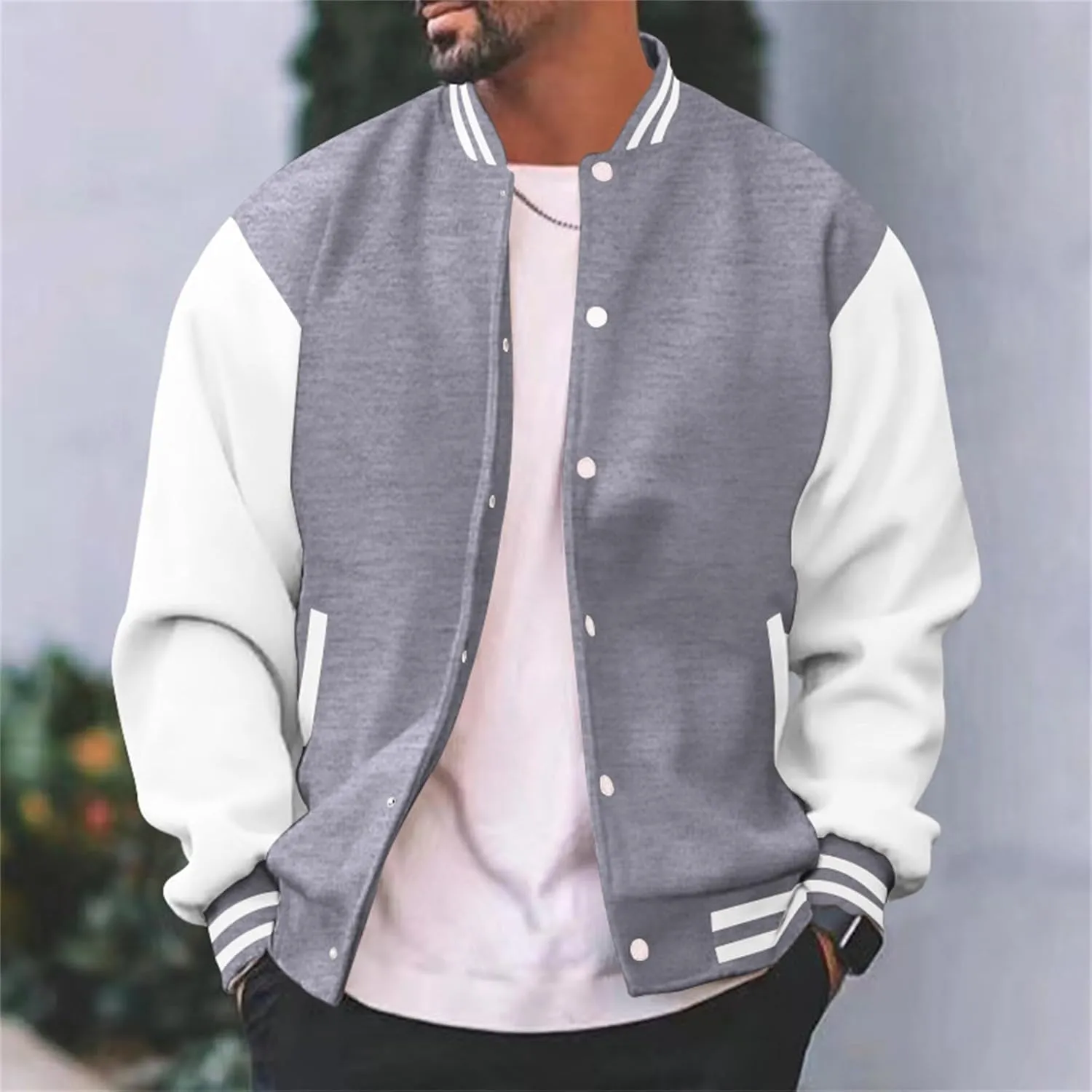 Mens Varsity Jackets Faux Leather Sleeve Letterman Baseball Jacket Bomber Coat Harajuku Vintage Tops