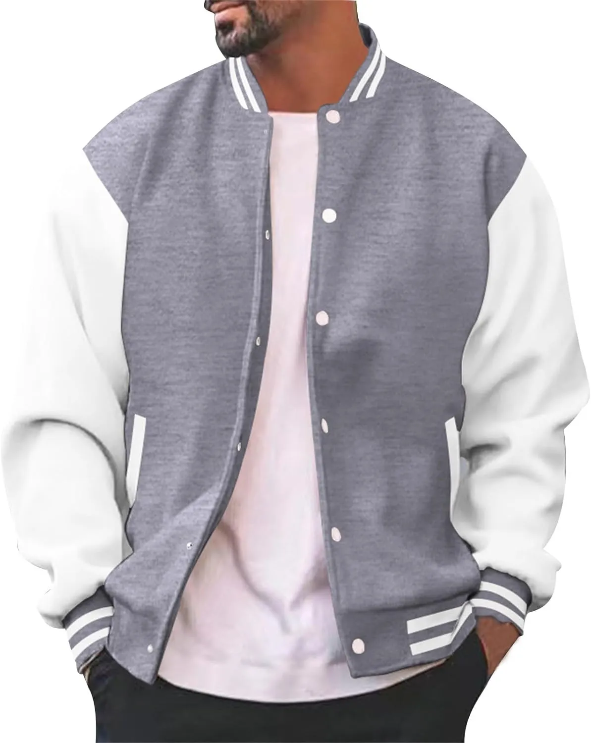 Mens Varsity Jackets Faux Leather Sleeve Letterman Baseball Jacket Bomber Coat Harajuku Vintage Tops