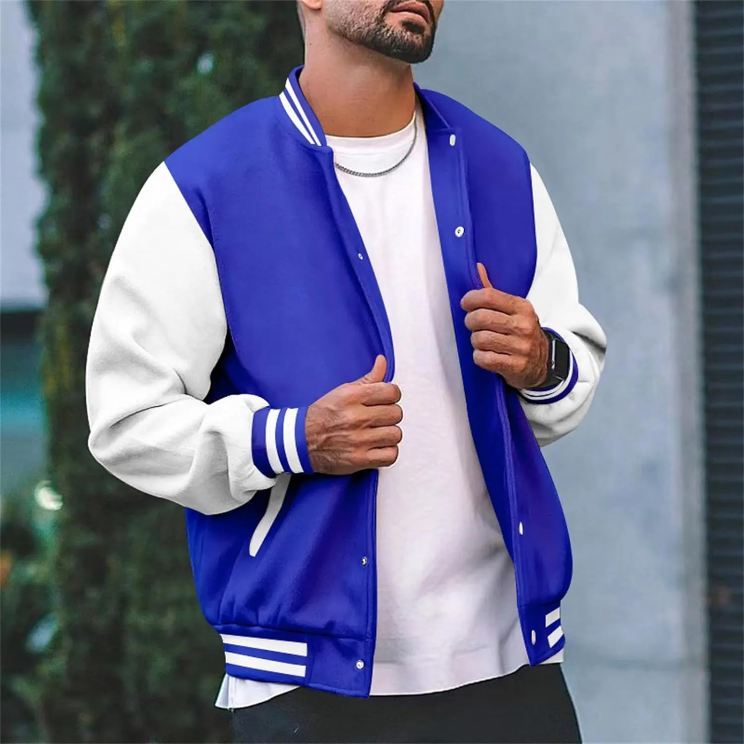 Mens Varsity Jackets Faux Leather Sleeve Letterman Baseball Jacket Bomber Coat Harajuku Vintage Tops