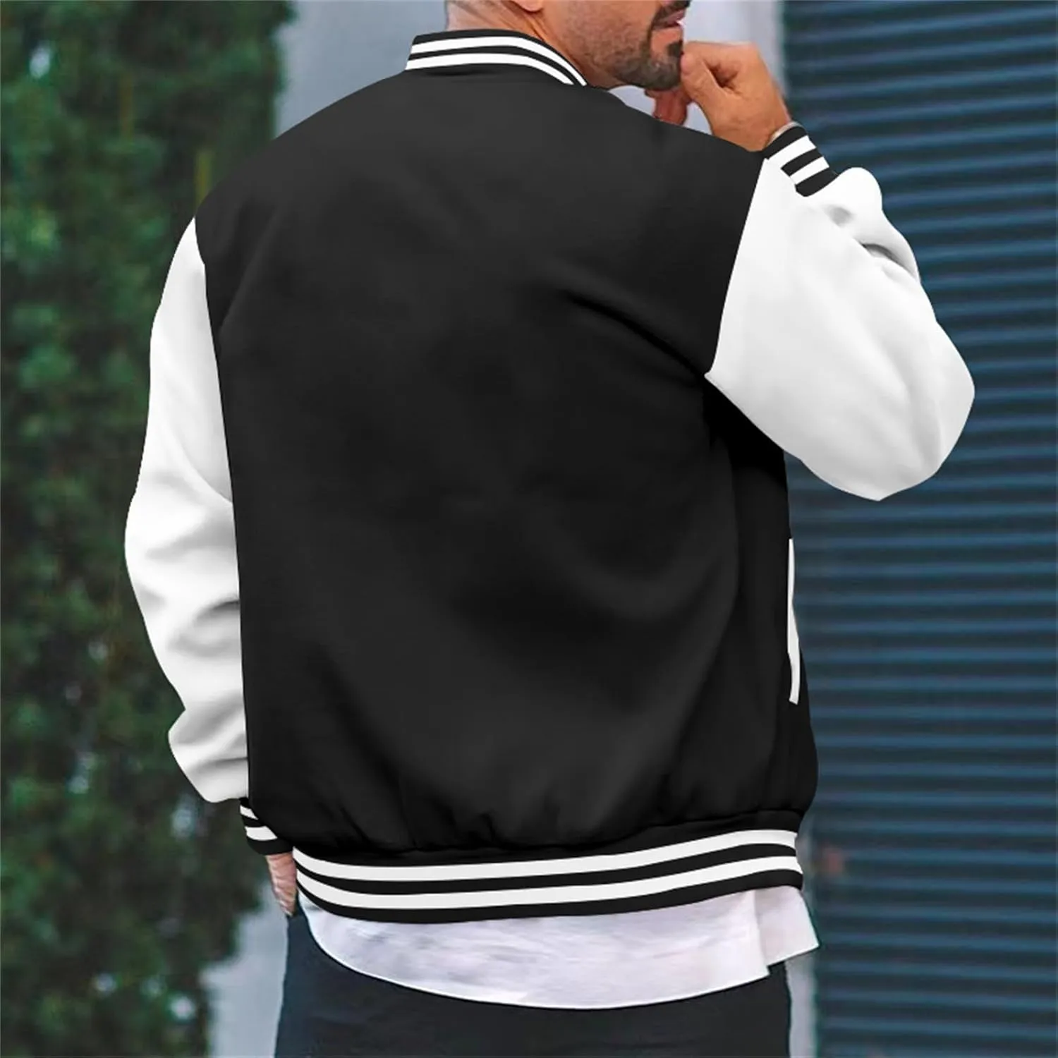 Mens Varsity Jackets Faux Leather Sleeve Letterman Baseball Jacket Bomber Coat Harajuku Vintage Tops