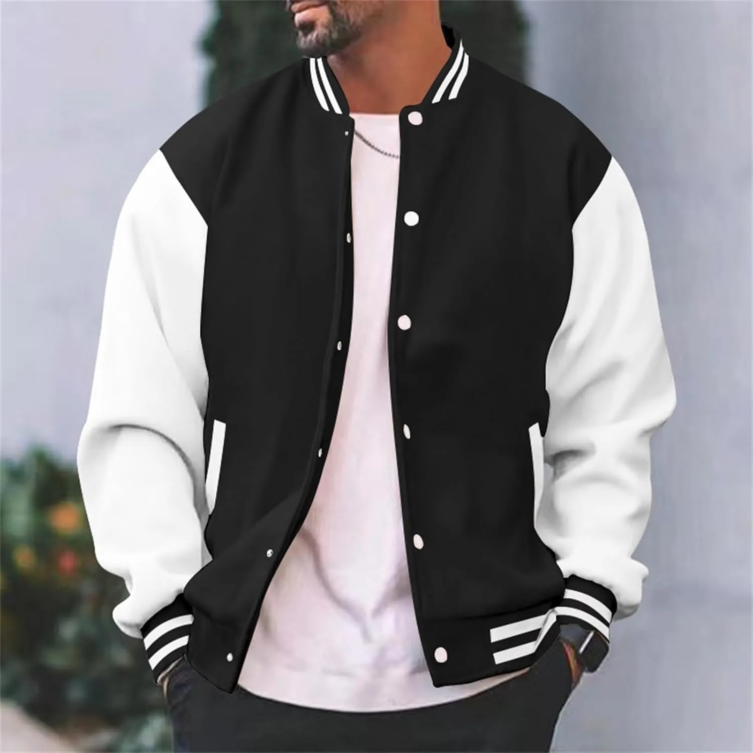 Mens Varsity Jackets Faux Leather Sleeve Letterman Baseball Jacket Bomber Coat Harajuku Vintage Tops