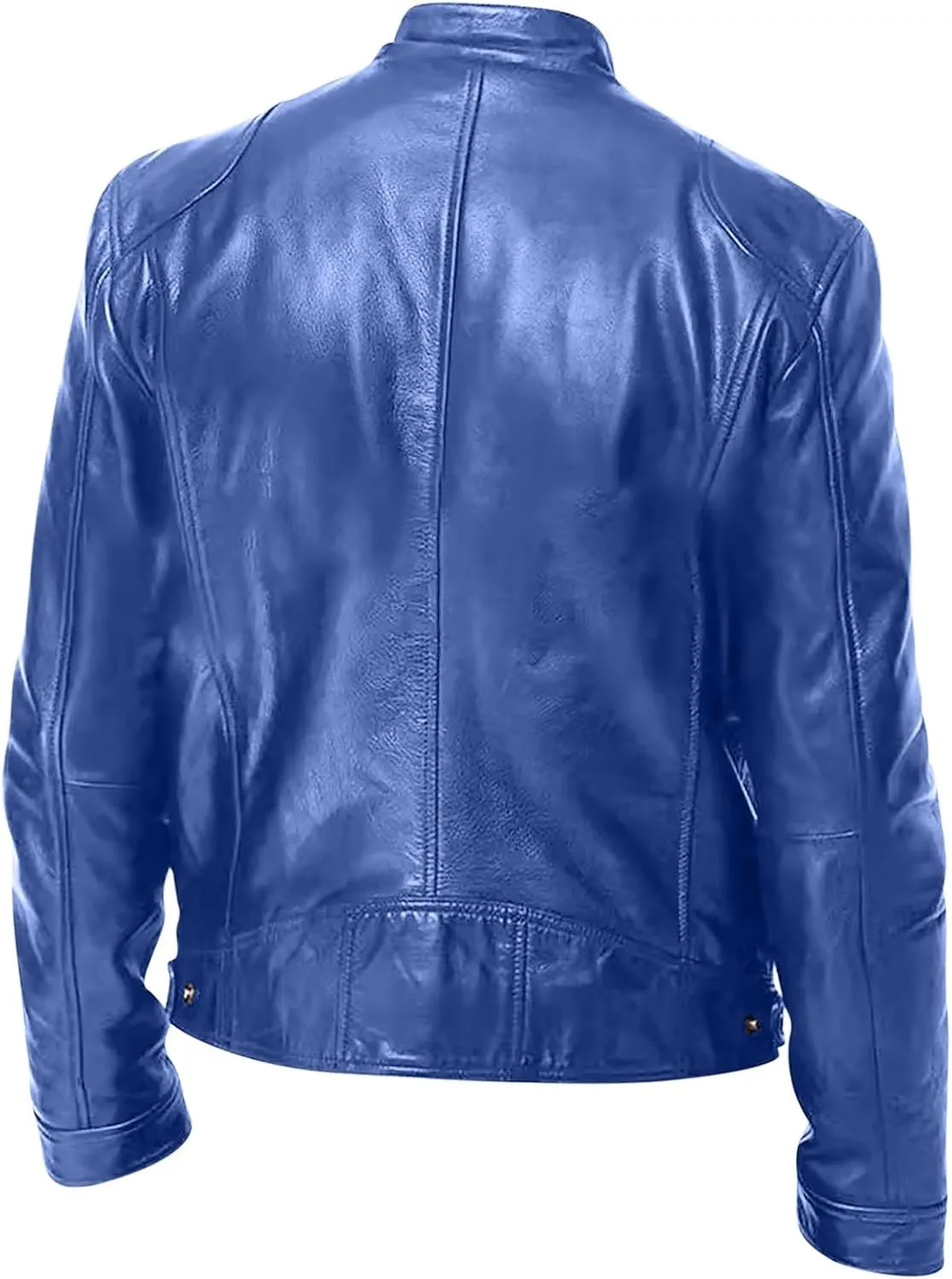 Mens Vintage Leather Casual Jackets Full Zipper Stand Collar Flight Faux Leather Coats Motorcycle Biker Outerwear