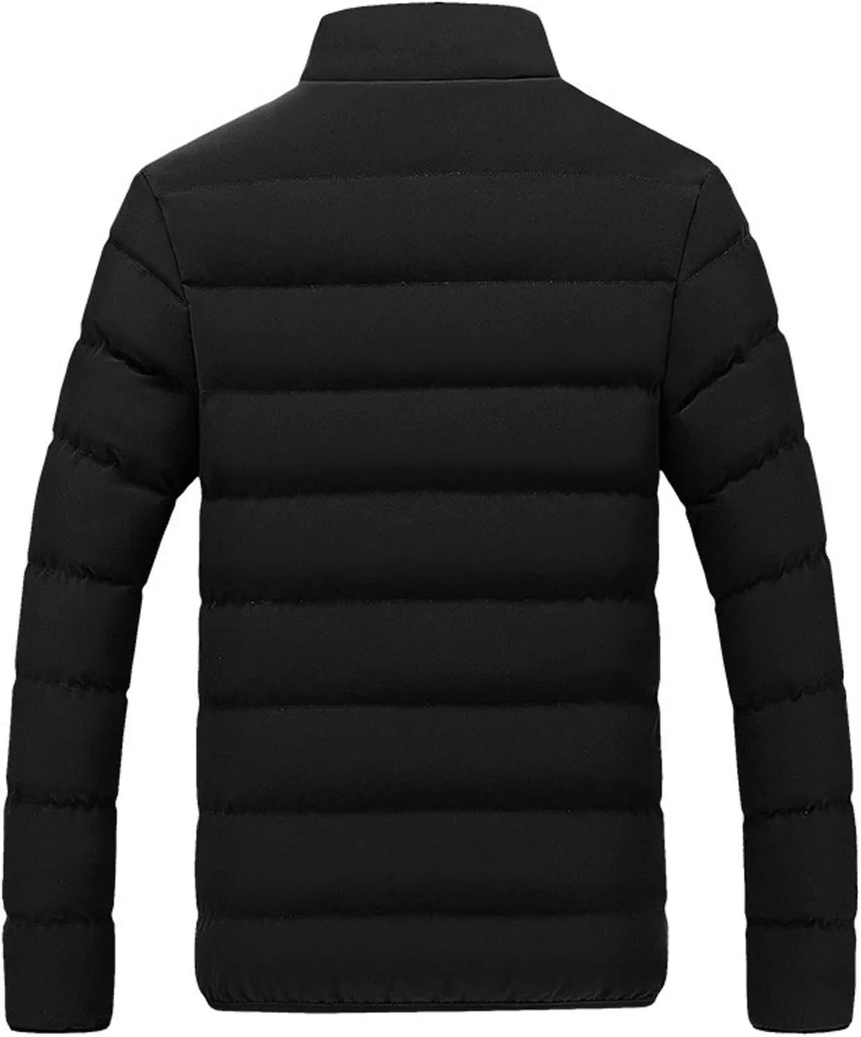 Mens Winter Jacket with Hood Quilted Puffer Down Jacket Full Zip Warm Thick Coats Cold Weather Work Outerwear