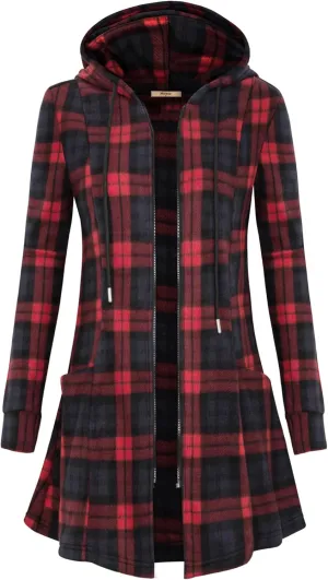 Miusey Womens Zip Up Long Hoodie Jacket Lightweight Tunic Sweatshirt Open Front Cardigan