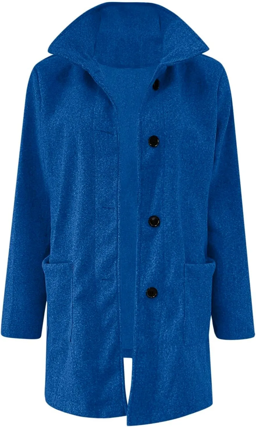 Mmoneyake Pea Coats for Women Single Breasted Stand Collar Casual Trench Coat Warm Winter Coats Wool Blazer Jacket Overcoat