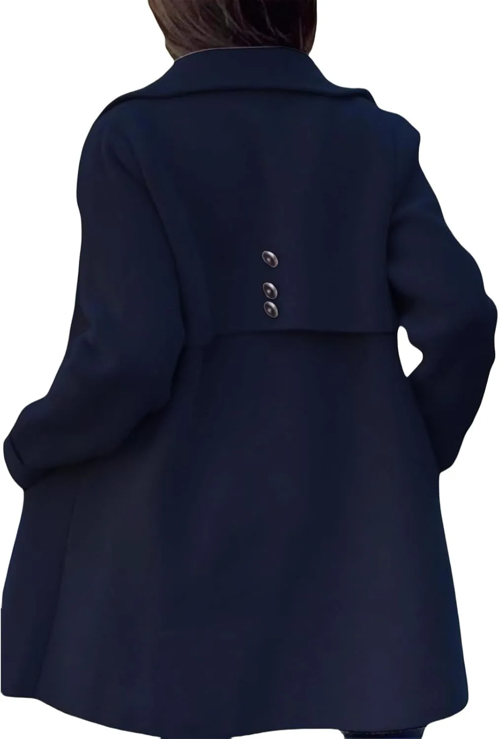 Mmoneyake Womens Pea Coat Elegant Single Breasted Trench Coat Classic Wool Blend Overcoat Warm Winter Dress Coat Plus Size