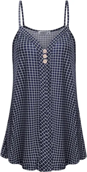MOQIVGI Womens Summer V Neck Casual Flowy Spaghetti Strap Camisole Tank Tops