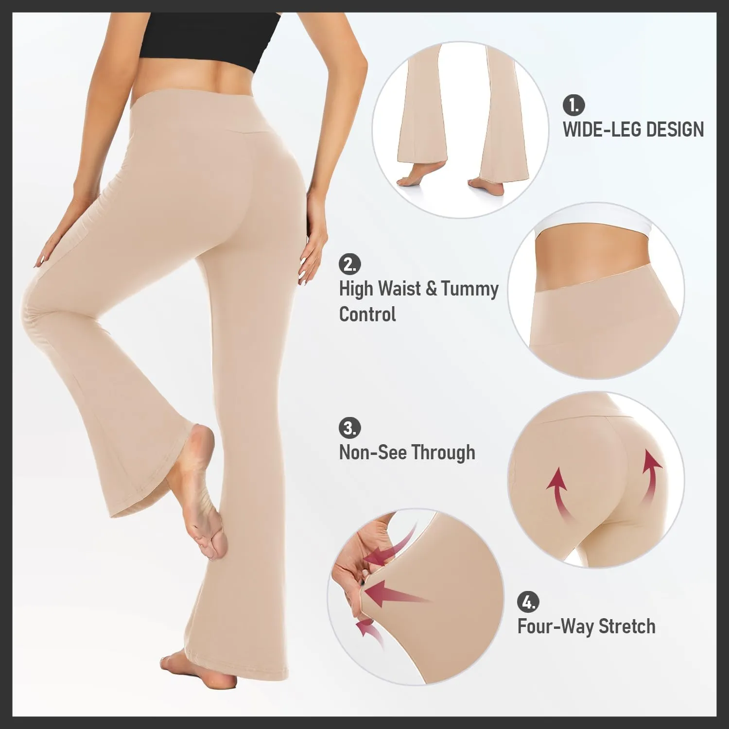 MOREFEEL Womens Bootcut Yoga Pants - Flare Leggings for Women High Waisted Active Leggings Workout Lounge Jazz Dress Pants
