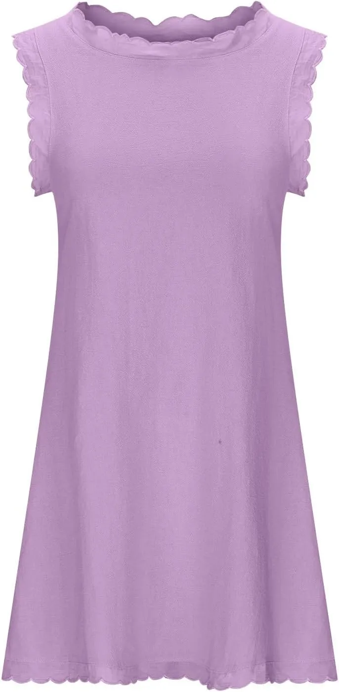 NaRHbrg Summer Dresses for Women, Womens Tank Casual Dress Beach Loose Sleeveless Tank Dresses 2024 Fashion Flowy Sundresses