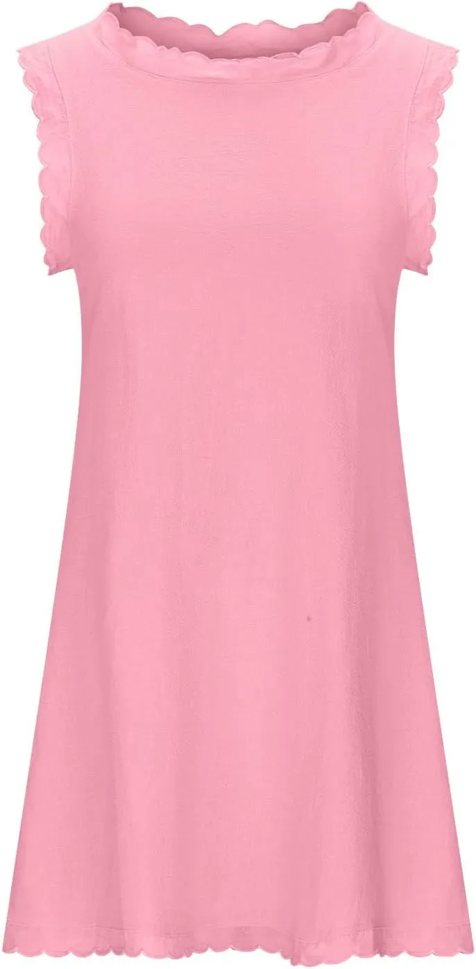 NaRHbrg Summer Dresses for Women, Womens Tank Casual Dress Beach Loose Sleeveless Tank Dresses 2024 Fashion Flowy Sundresses