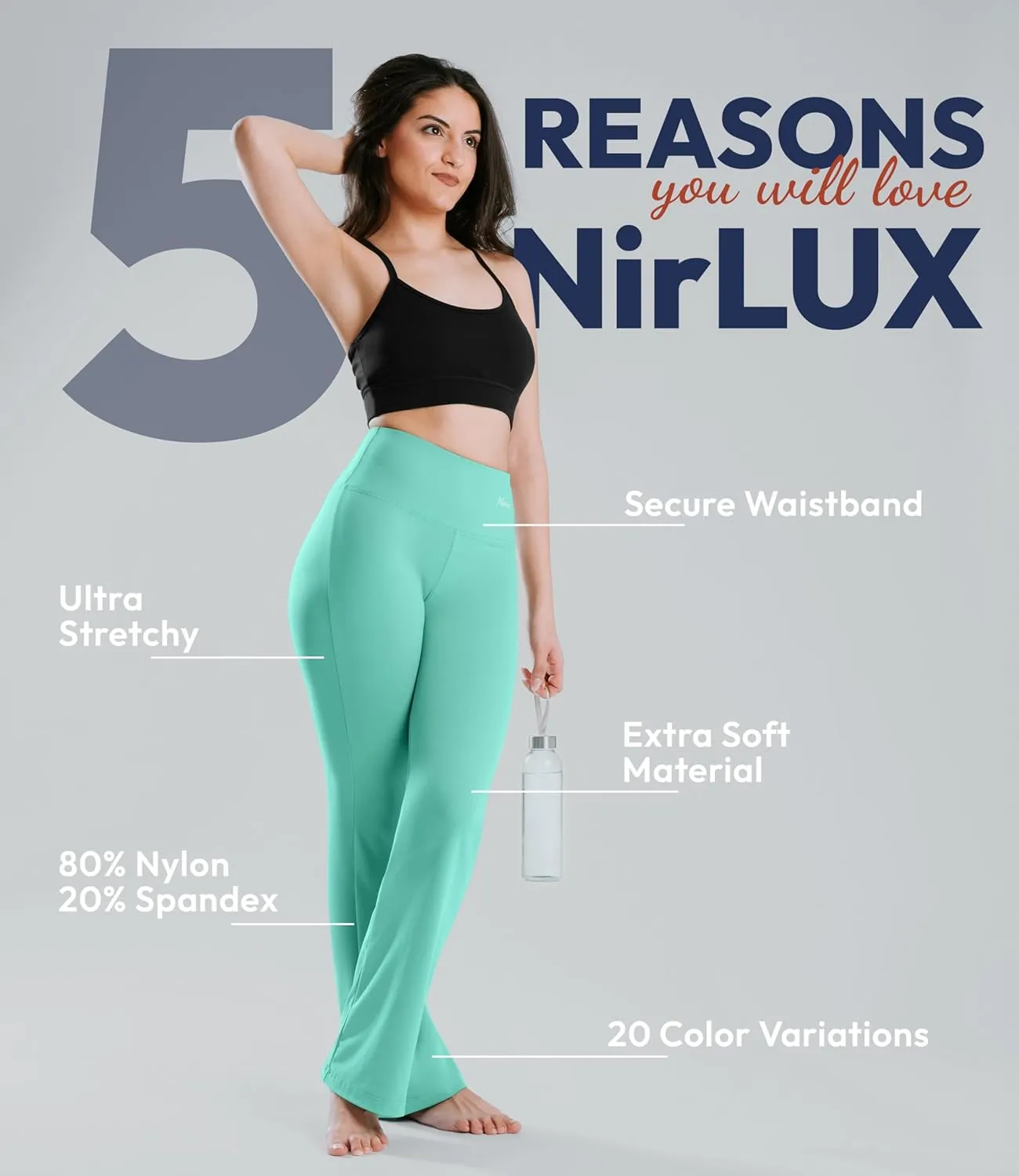 NirLUX Bootcut Yoga Pants - Soft Leggings for Women Regular & Plus Size Womens Leggings Tummy Control for Gym & Yoga