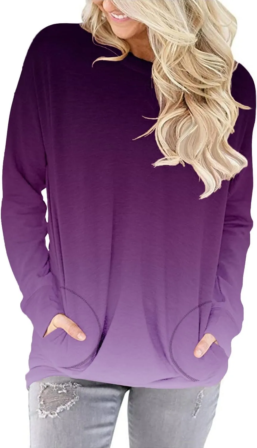 onlypuff Women's Pocket Shirt Graphic Tunic Tops Sweatshirts