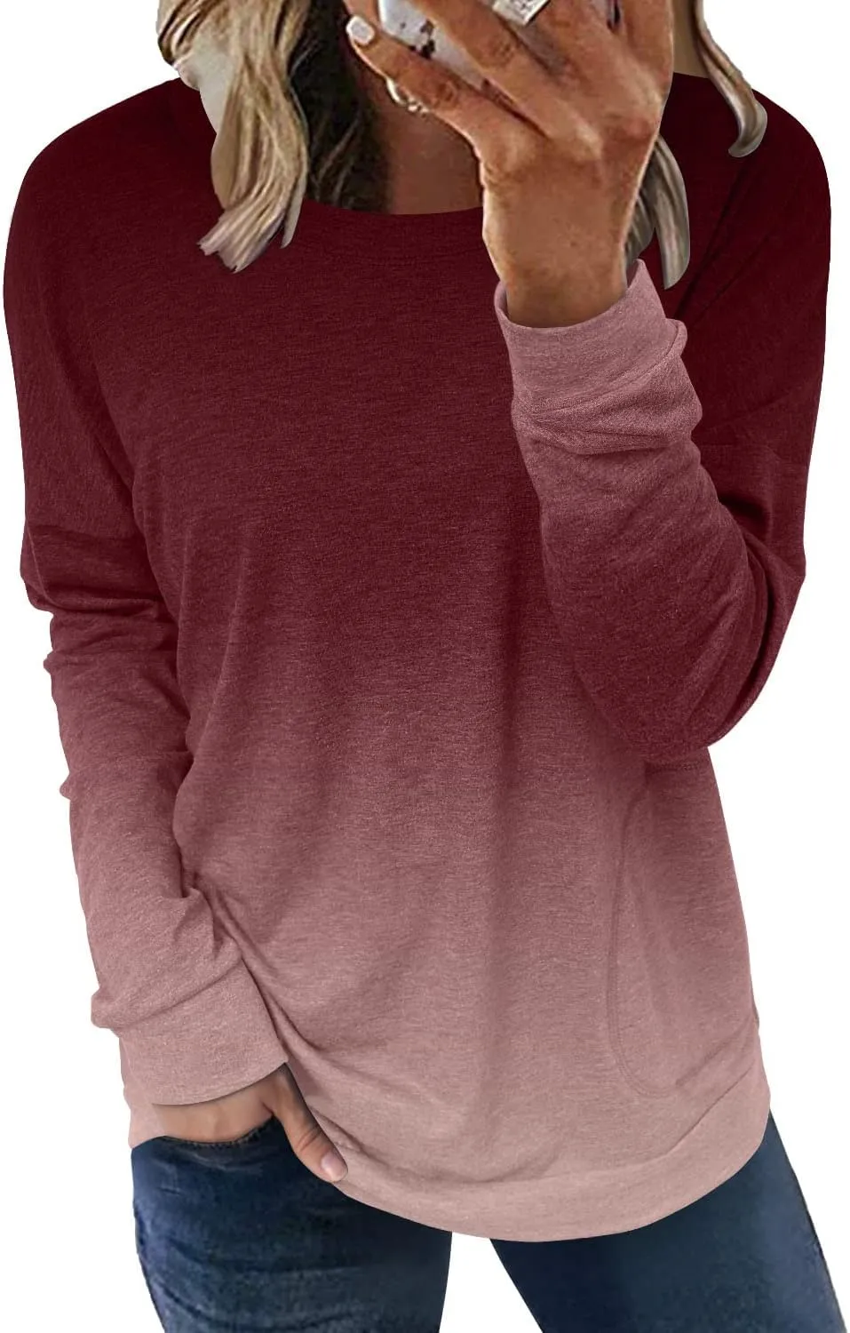 onlypuff Women's Pocket Shirt Graphic Tunic Tops Sweatshirts
