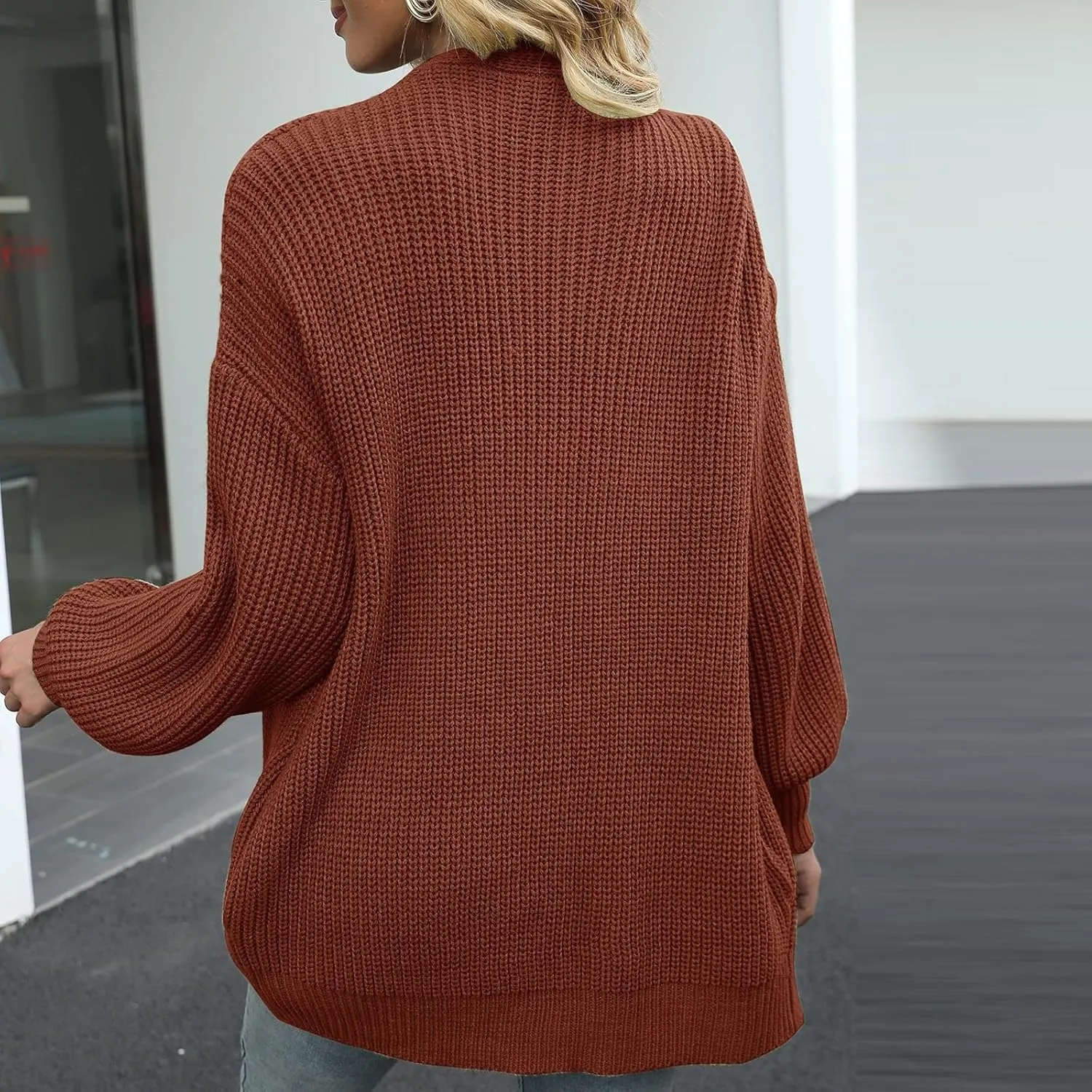 Oversized Cardigan Sweaters for Women Lightweight Crochet Sweater Casual Open Front Cardigan Sweater Coats w/Pockets