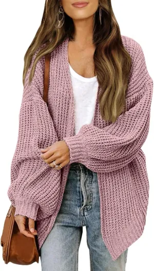 Oversized Cardigan Sweaters for Women Lightweight Crochet Sweater Casual Open Front Cardigan Sweater Coats w/Pockets