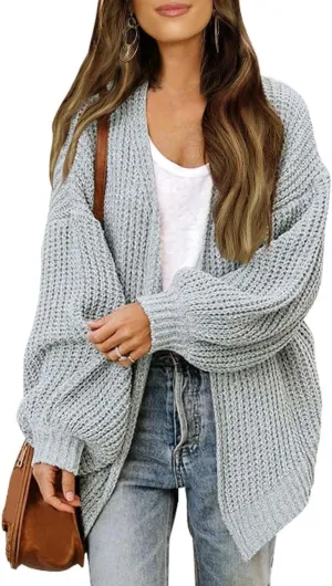 Oversized Cardigan Sweaters for Women Lightweight Crochet Sweater Casual Open Front Cardigan Sweater Coats w/Pockets
