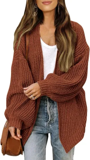 Oversized Cardigan Sweaters for Women Lightweight Crochet Sweater Casual Open Front Cardigan Sweater Coats w/Pockets