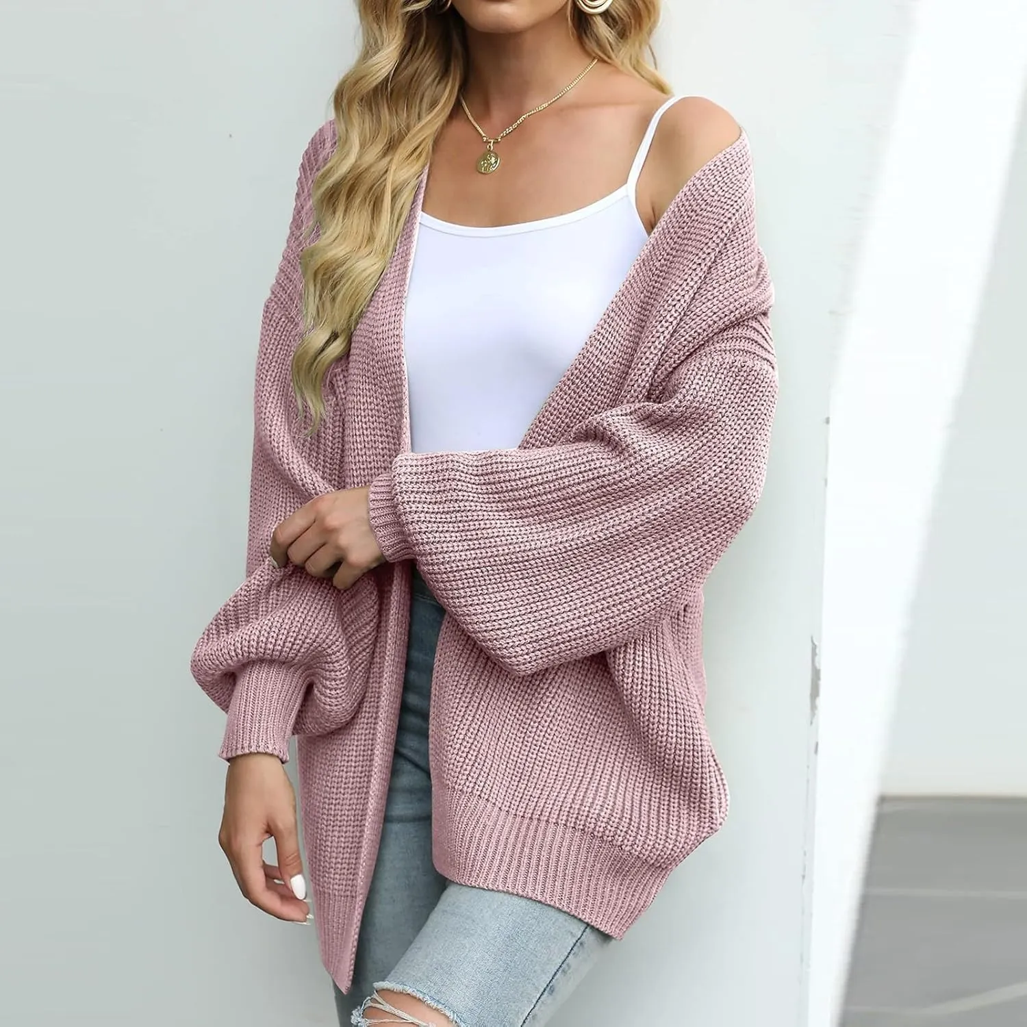 Oversized Cardigan Sweaters for Women Lightweight Crochet Sweater Casual Open Front Cardigan Sweater Coats w/Pockets