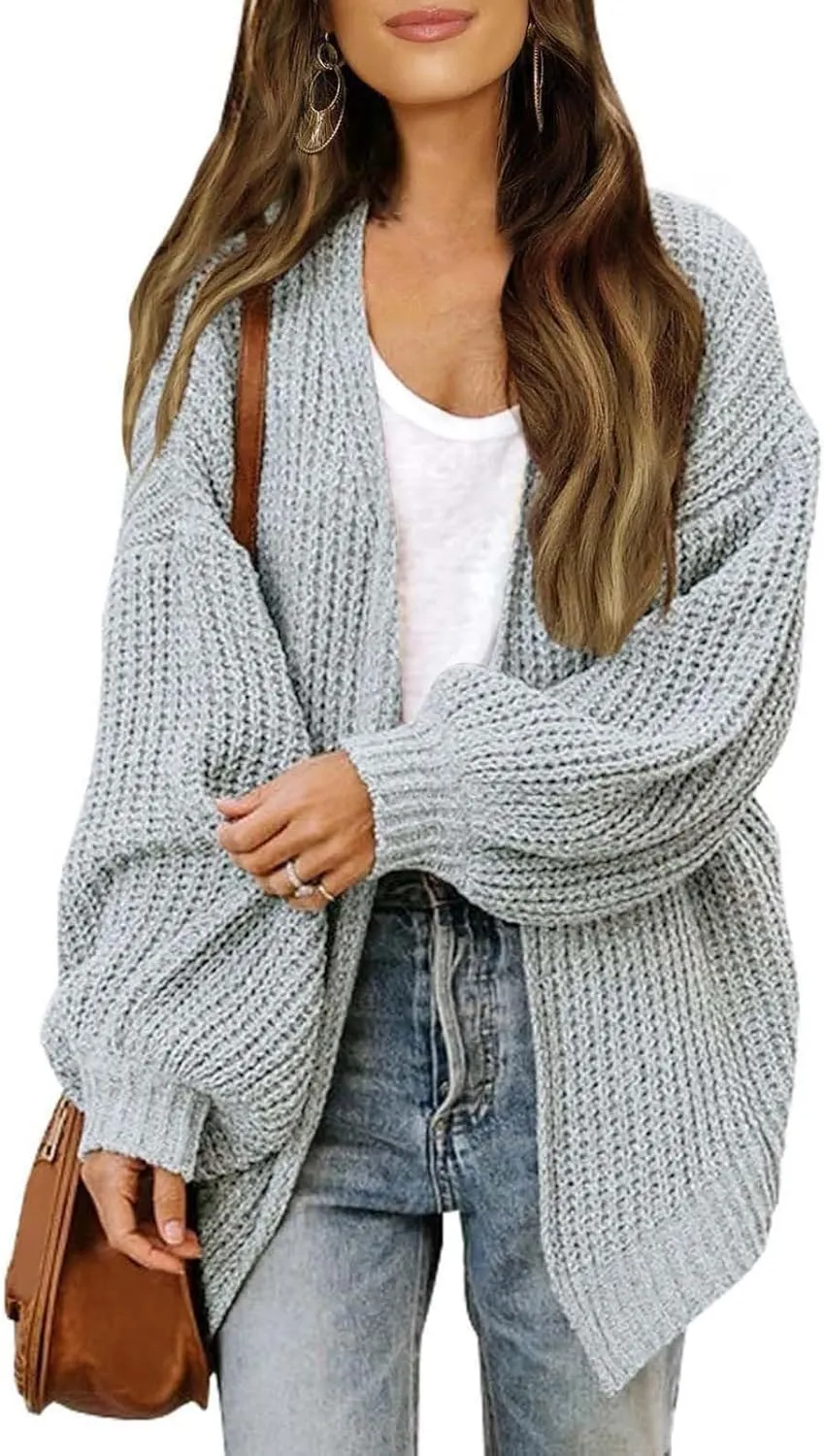 Oversized Cardigan Sweaters for Women Lightweight Crochet Sweater Casual Open Front Cardigan Sweater Coats w/Pockets