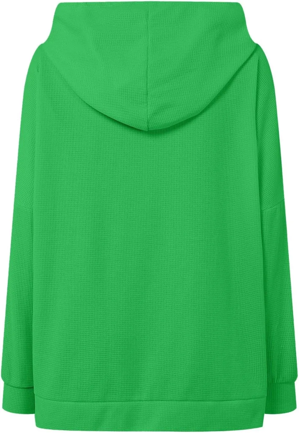 Oversized Hoodies for Women Waffle Knit Casual Long Sleeve Drawstring Side Slit Pullover Sweatshirt with Pocket
