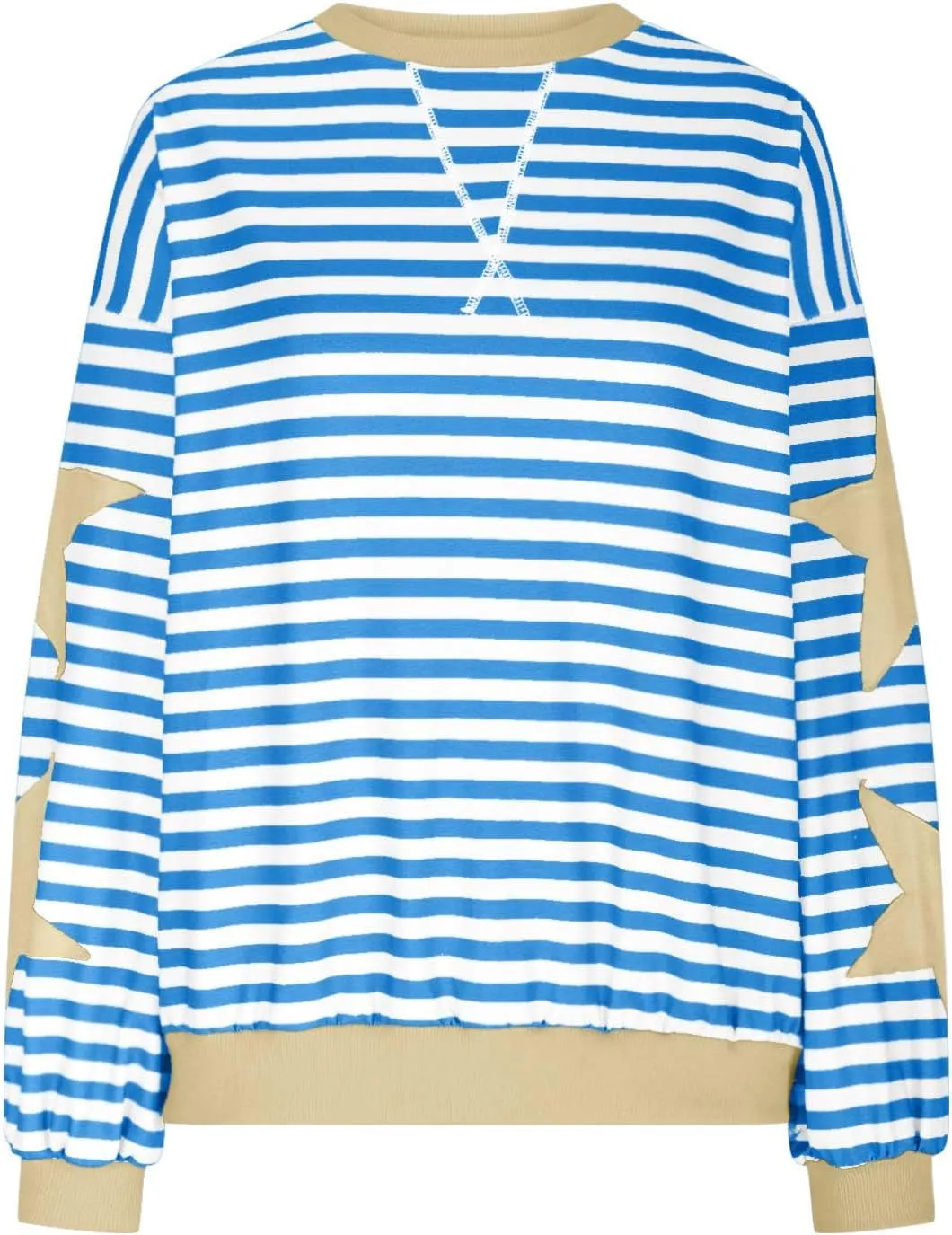 Oversized Sweatshirt for Women 2024 Fall Crewneck Star Striped Top Long Sleeve Preppy Y2K Hoodies Lightweight