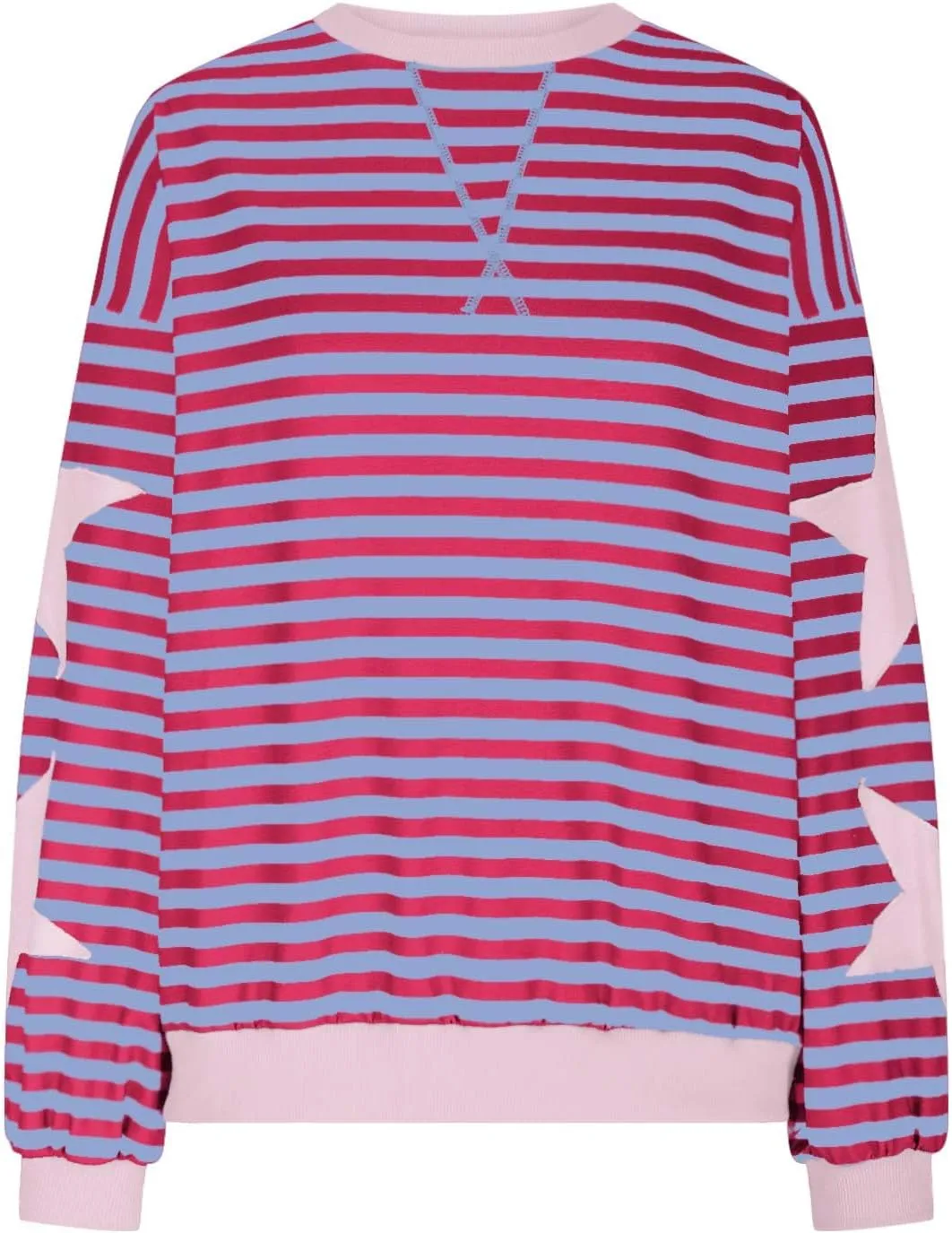 Oversized Sweatshirt for Women 2024 Fall Crewneck Star Striped Top Long Sleeve Preppy Y2K Hoodies Lightweight