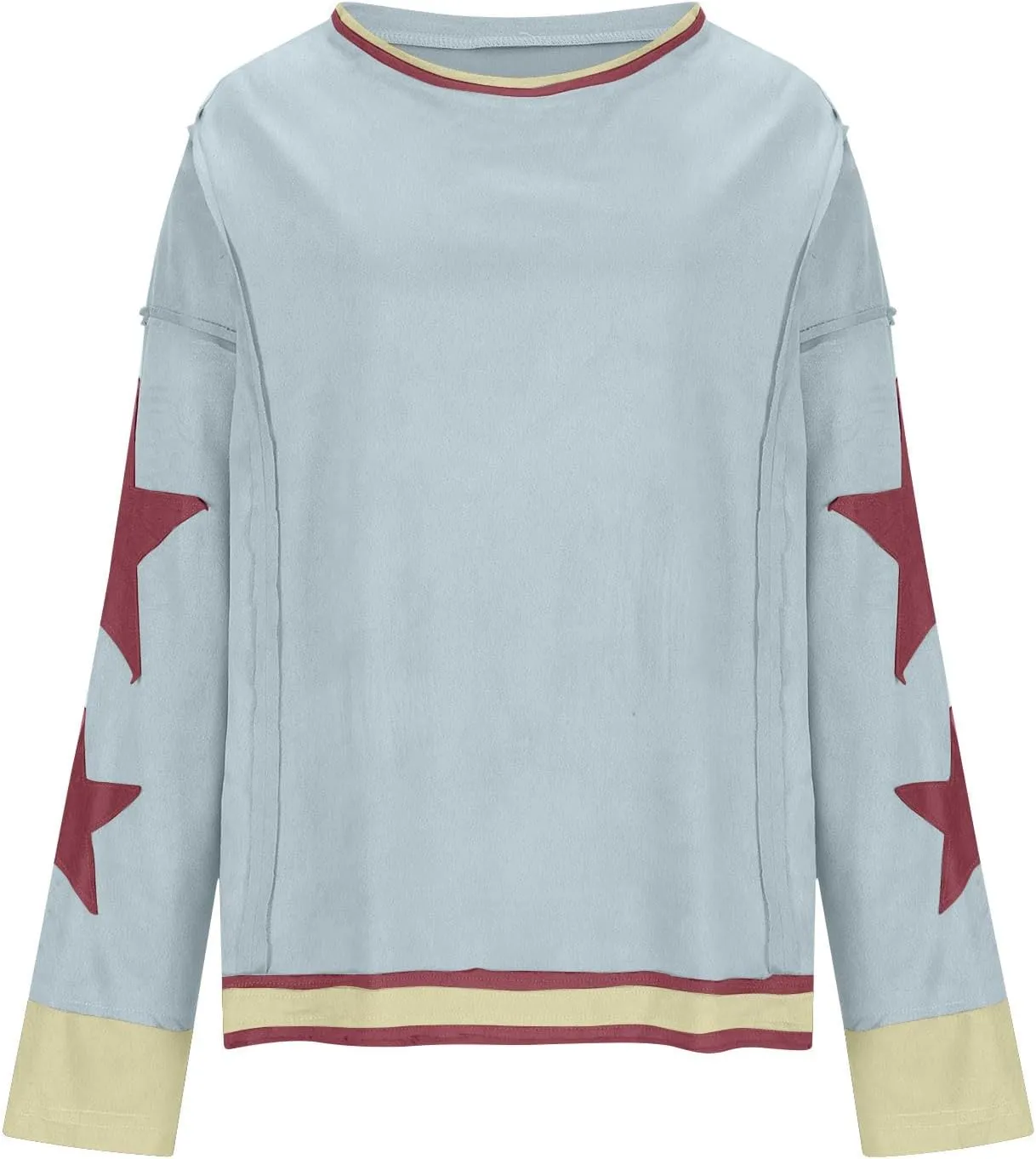 Oversized Sweatshirts For Women Crewneck Long Sleeve Casual Pullover Color Block Hoodie Tops Y2K Fall Clothes
