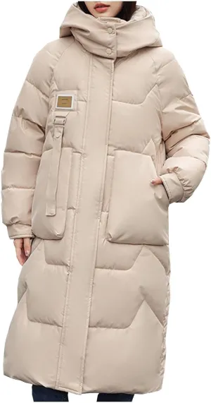 Packable Down Jacket for Womens 2024 Winter Down Jackets Cotton Padded Coat Zipper Warm Puffer Jacket with Hood