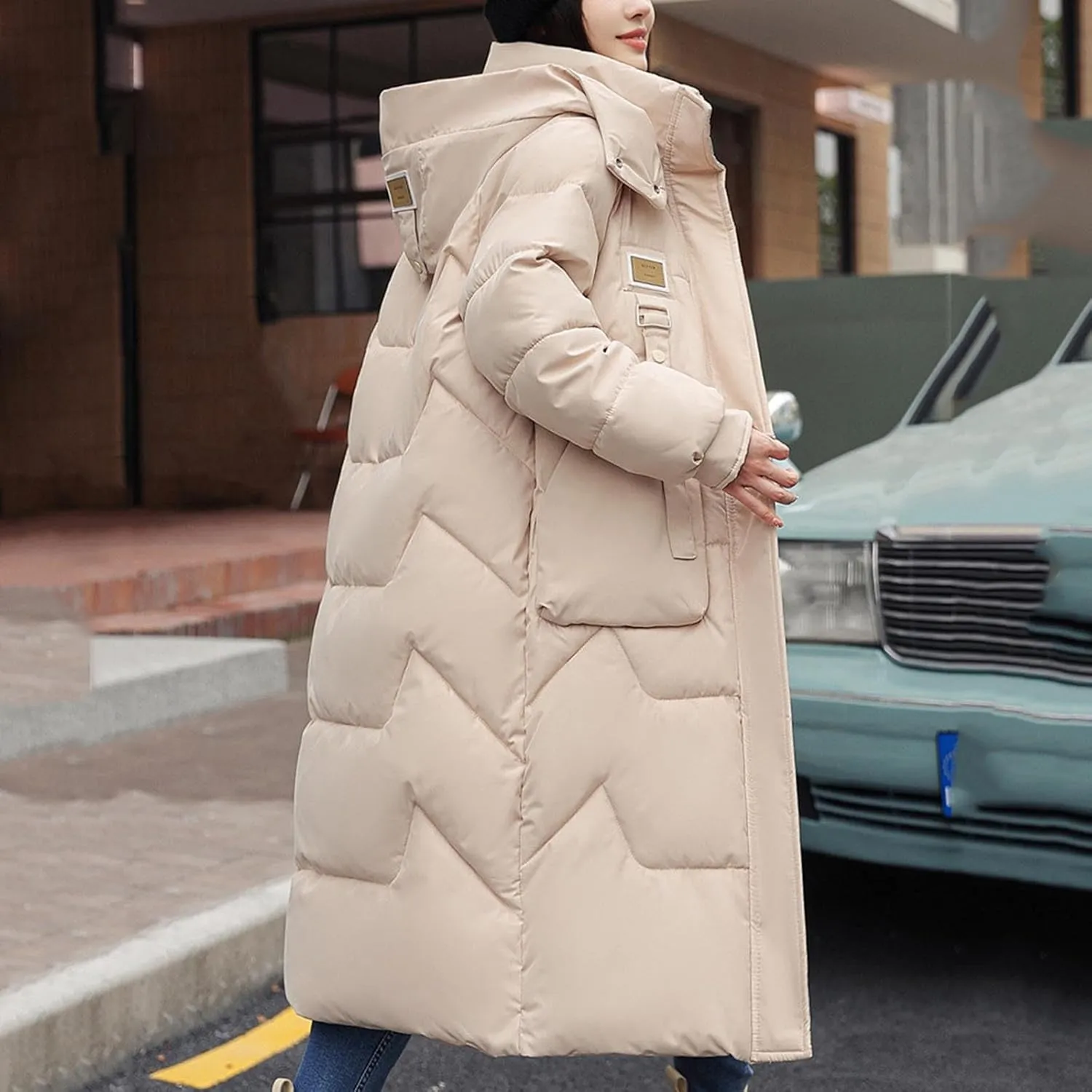 Packable Down Jacket for Womens 2024 Winter Down Jackets Cotton Padded Coat Zipper Warm Puffer Jacket with Hood
