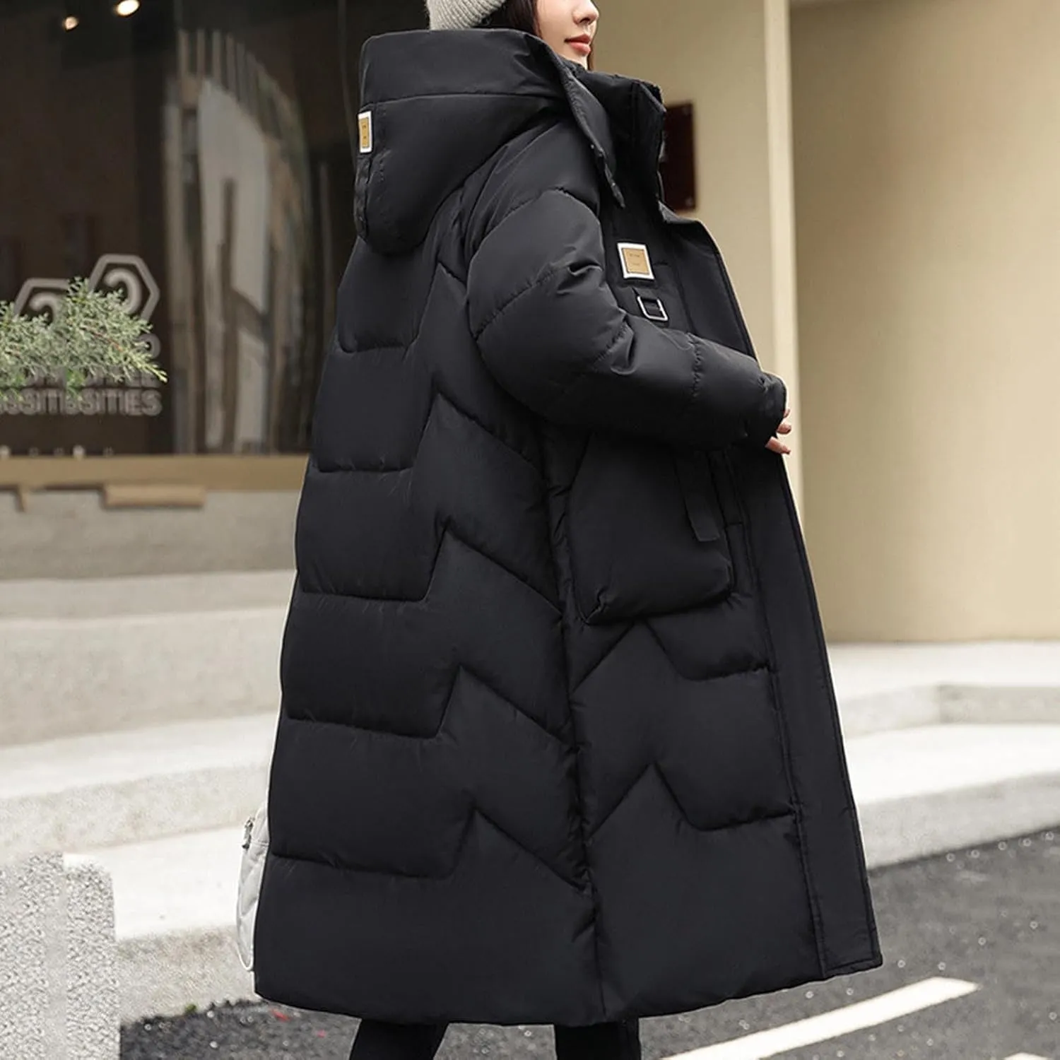 Packable Down Jacket for Womens 2024 Winter Down Jackets Cotton Padded Coat Zipper Warm Puffer Jacket with Hood