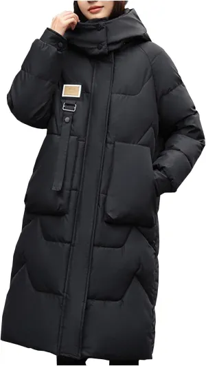 Packable Down Jacket for Womens 2024 Winter Down Jackets Cotton Padded Coat Zipper Warm Puffer Jacket with Hood