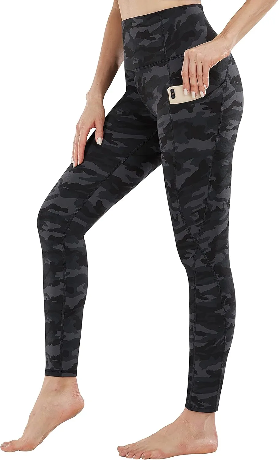 PHISOCKAT 2 Pack High Waist Yoga Pants with Pockets, Tummy Control Leggings, Workout 4 Way Stretch Yoga Leggings