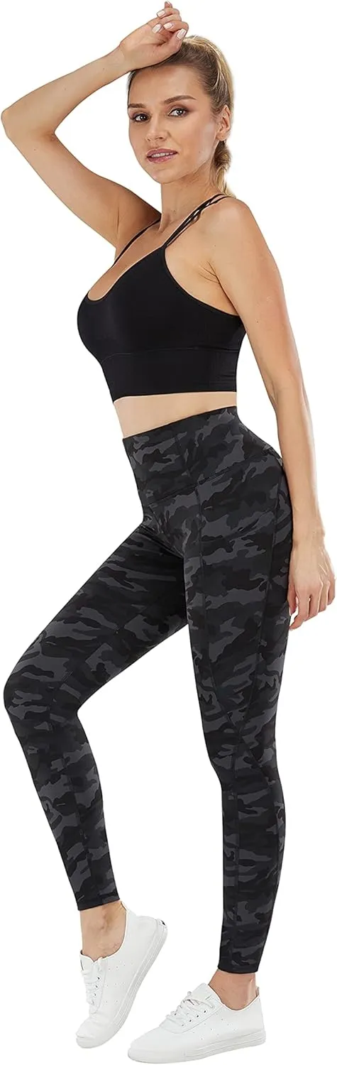 PHISOCKAT 2 Pack High Waist Yoga Pants with Pockets, Tummy Control Leggings, Workout 4 Way Stretch Yoga Leggings