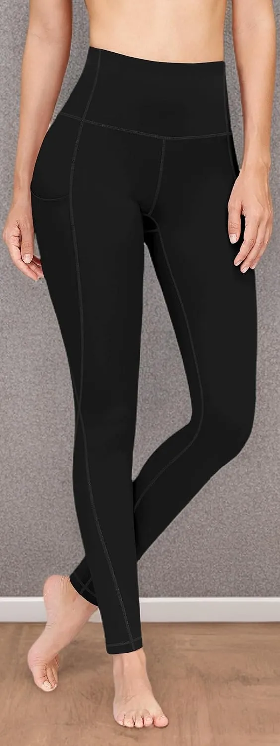 PHISOCKAT 2 Pack High Waist Yoga Pants with Pockets, Tummy Control Leggings, Workout 4 Way Stretch Yoga Leggings