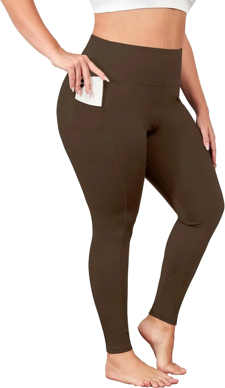 Plus Size Butt Lifting Leggings with Pockets for Women, L-5XL Yoga Pants Tummy Control, High Waist Workout Leggings